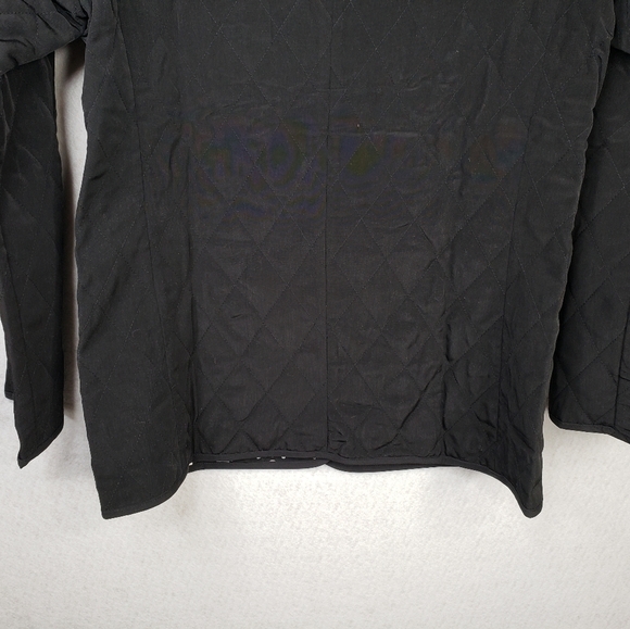 Susan Graver Black Lightweight Quilt Stitch Button Up Water Resistant Coat Sz M. - Picture 11 of 12